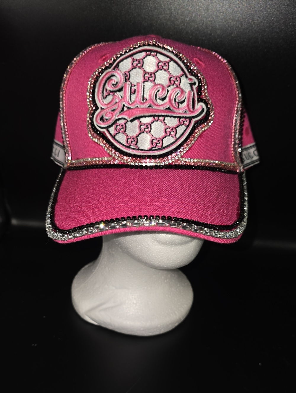 WomensHot Pink Logo Cap with Crystal Trim